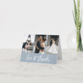 シンプルフォトコラージュ感謝していラブダスティブルー サンキューカード (正面)