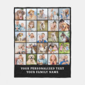 シンプルフォトコラージュ25写真ブラックパーソナライズされた フリースブランケット (正面)