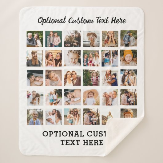 シンプルフォトコラージュ30写真パーソナライズされた シェルパブランケット (正面)