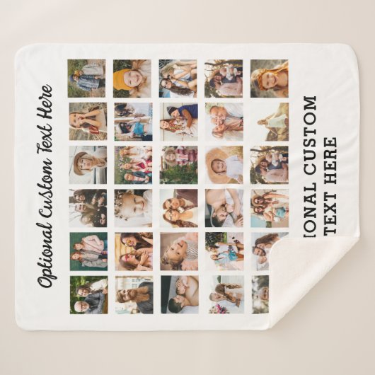 シンプルフォトコラージュ30写真パーソナライズされた シェルパブランケット (正面(横))