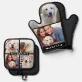 シンプルフォトコラージュMitt 2 Potholer 4名 鍋つかみ&鍋敷きセット (正面/裏面)