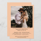 シンプルフォトコーラルピーチのリハ結婚ーサルディナー 招待状 (正面/裏面)