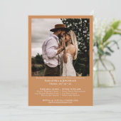 シンプルフォトゴールデン結婚タンのリハーサルディナー 招待状 (スタンド正面)