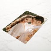 シンプルフォトゴールド結婚フォイルのサンキューカード 箔招待状 (回転した状態)