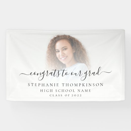 シンプルフォトスクリプトおめでとう2022卒業 横断幕 (横)