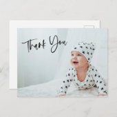 シンプルフォトスクリプトレタリングありがとうございましたベビーギフト ポストカード (正面/裏面)