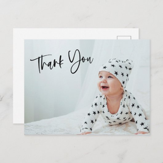シンプルフォトスクリプトレタリングありがとうございましたベビーギフト ポストカード (正面/裏面)