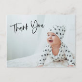 シンプルフォトスクリプトレタリングありがとうございましたベビーギフト ポストカード (正面)