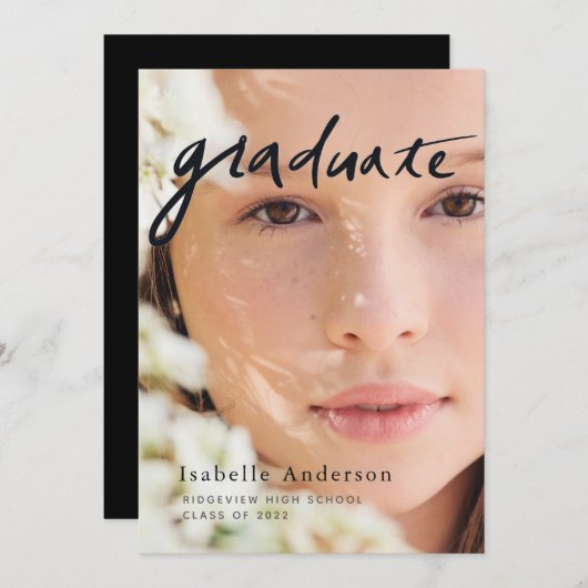 シンプルフォトスクリプト仮想卒業招待状 招待状 (正面/裏面)