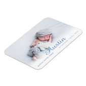 シンプルフォトスクリプト名Blue Birth Announcement マグネット (左側)