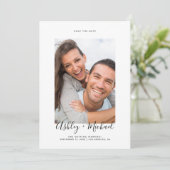 シンプルフォトスクリプト大理石ウェディング日付を保存 セーブザデート (スタンド正面)