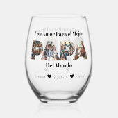 シンプルフォトスクリプト最高のパパスペインのEver ステムなしワイングラス (裏面)