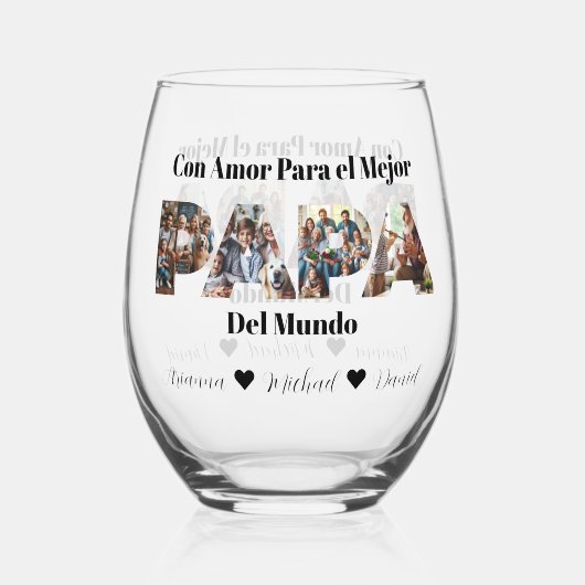 シンプルフォトスクリプト最高のパパスペインのEver ステムなしワイングラス (裏面)