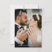 シンプルフォトスクリプ結婚ト黒 サンキューカード (正面)