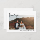 シンプルフォトスクリプ結婚ト サンキューカード (正面/裏面)