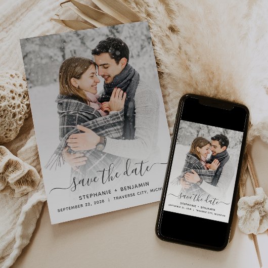 シンプルフォトスモダンクリプト日付の保存 セーブザデート