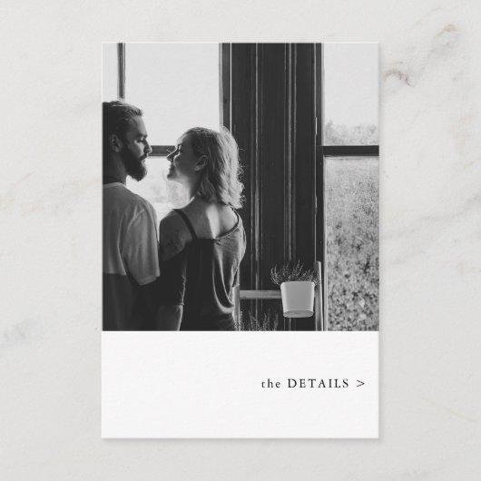 シンプルフォトテーマ結婚の詳細 エンクロージャーカード (正面)