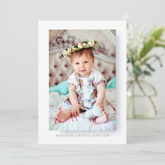 シンプルフォトバプテスマパーティの招待状 セーブザデート (スタンド正面)