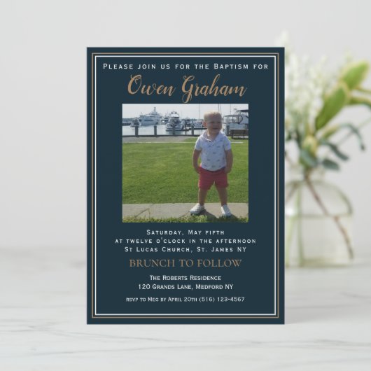 シンプルフォトバプテスマ招待状 招待状 (スタンド正面)