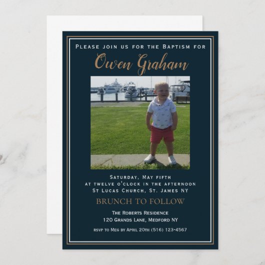 シンプルフォトバプテスマ招待状 招待状 (正面/裏面)