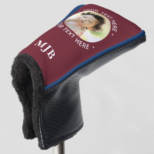 シンプルフォトパーソナライズされたモノグラム3イニシャル ゴルフヘッドカバー (3/4 正面)