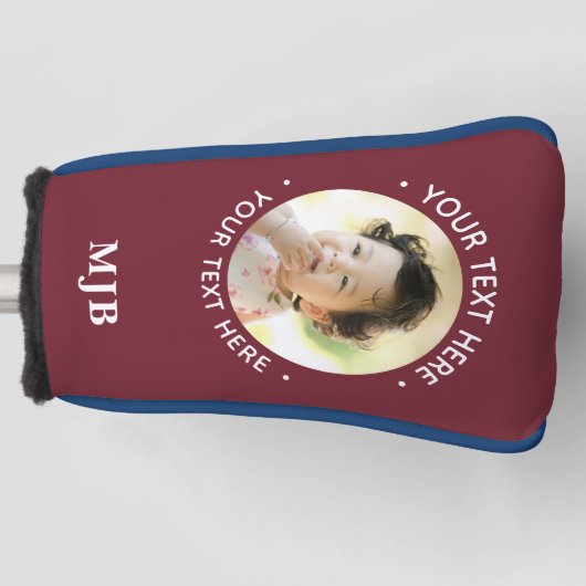 シンプルフォトパーソナライズされたモノグラム3イニシャル ゴルフヘッドカバー (正面)