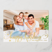 シンプルフォトフレームおもしろい書道楽しい休日 箔シーズンカード (正面)