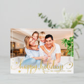 シンプルフォトフレームおもしろい書道楽しい休日 箔シーズンカード (立ち正面)