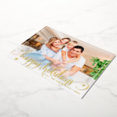 シンプルフォトフレームおもしろい書道楽しい休日 箔シーズンカード (回転した状態)