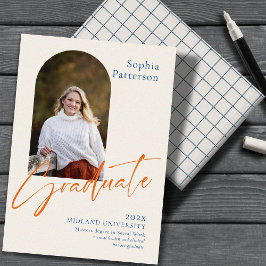 シンプルフォトブルー&オレンジ 案内状