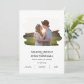 シンプルフォトブ縁どラシャハンドスト結婚の 招待状 (スタンド正面)