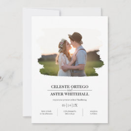 シンプルフォトブ縁どラシャハンドスト結婚の 招待状