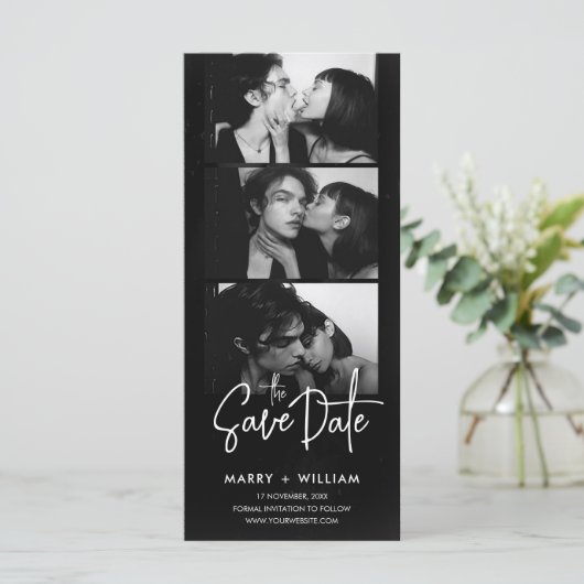 シンプルフォトモダンブースの日付の招待を保存 (スタンド正面)