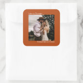 シンプルフォトラストオレンジラヴ感謝してい結婚ズ スクエアシール (バッグ)