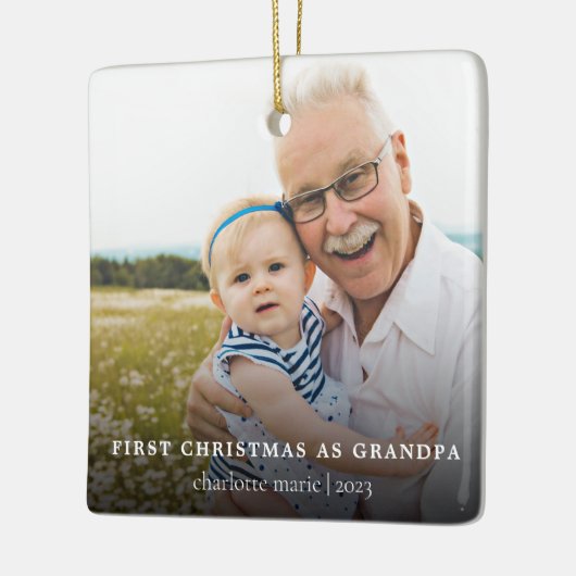 シンプルフォト初めてのクリスマスズGrandpa セラミックオーナメント (左)