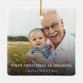 シンプルフォト初めてのクリスマスズGrandpa セラミックオーナメント (裏面)