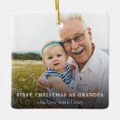 シンプルフォト初めてのクリスマスズGrandpa セラミックオーナメント (正面)