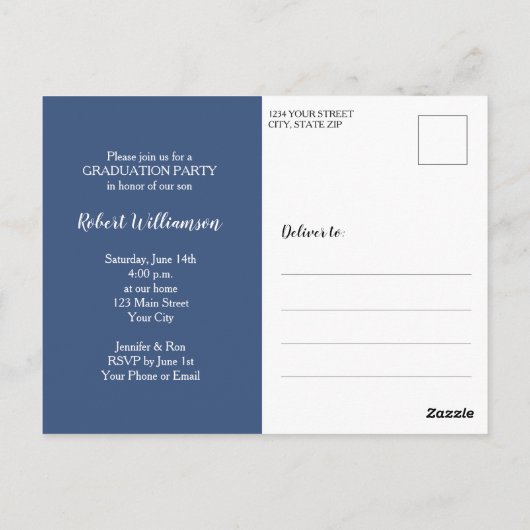 シンプルフォト卒業招待状はがき ポストカード (裏面)