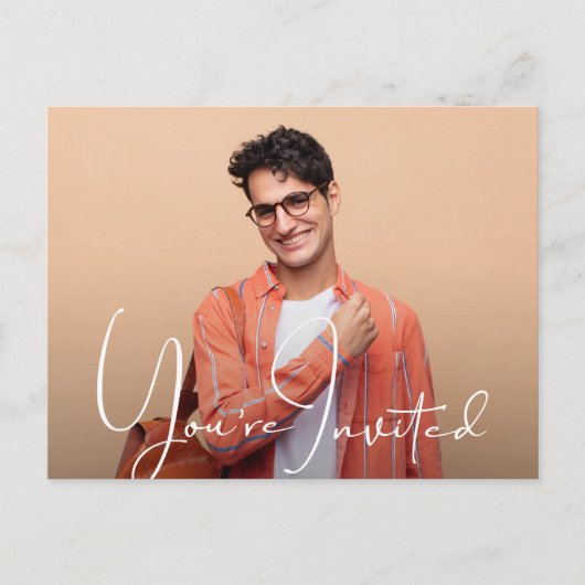 シンプルフォト卒業招待状はがき ポストカード (正面)