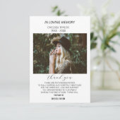 シンプルフォト悔やみや弔慰葬儀カスタム サンキューカード (スタンド正面)