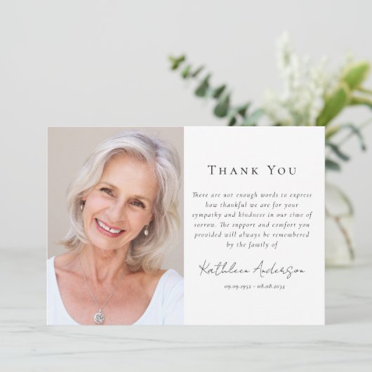 シンプルフォト悔やみや弔慰葬儀 サンキューカード (スタンド正面)
