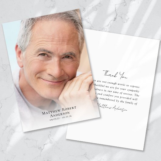 シンプルフォト悔やみや弔慰葬儀 サンキューカード