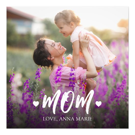 シンプルフォト母タイポグラフィパーソナライズされた フォトプリント            (正面)