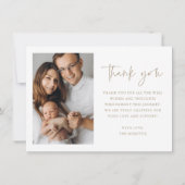 シンプルフォト生まれたばかりのベビーフォト誕生 サンキューカード (裏面)