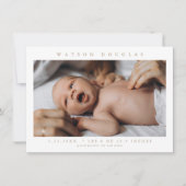 シンプルフォト生まれたばかりのベビーフォト誕生 サンキューカード (正面)