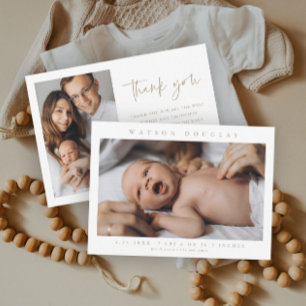 シンプルフォト生まれたばかりのベビーフォト誕生 サンキューカード