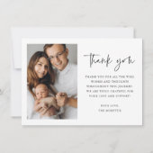 シンプルフォト生まれたばかりのベビーフォト誕生 サンキューカード (裏面)