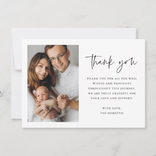 シンプルフォト生まれたばかりのベビーフォト誕生 サンキューカード (裏面)