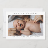 シンプルフォト生まれたばかりのベビーフォト誕生 案内状 (正面)