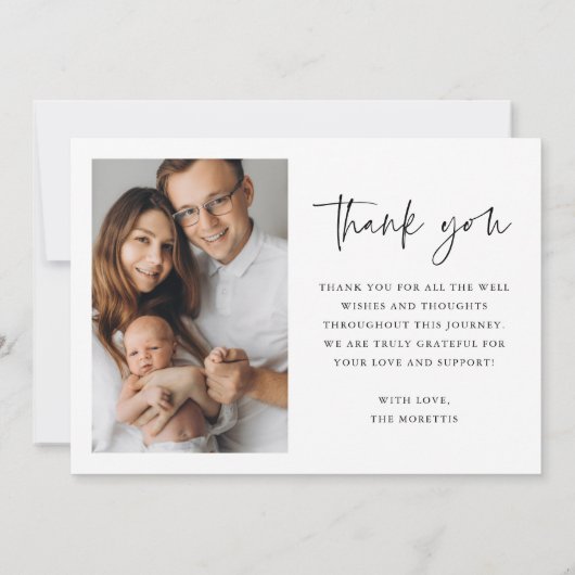 シンプルフォト生まれたばかりのベビーフォト誕生 案内状 (裏面)